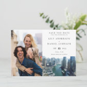 Dubai Silhouette Watercolor Foto Bruiloft Save The Date (Staand voorkant)