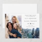 Dubai Silhouette Watercolor Foto Bruiloft Save The Date (Voorkant / Achterkant)