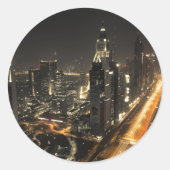 Dubai Skyline bij nacht Ronde Sticker (Voorkant)
