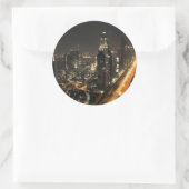 Dubai Skyline bij nacht Ronde Sticker (Tas)