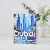 Dubai Skyline Card, Modern City Landmarks Briefkaart (Staand voorkant)