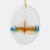 Dubai Skyline Cityscape Emirates v3 Keramisch Ornament (Rechts)