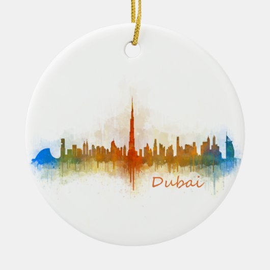 Dubai Skyline Cityscape Emirates v3 Keramisch Ornament (Voorkant)