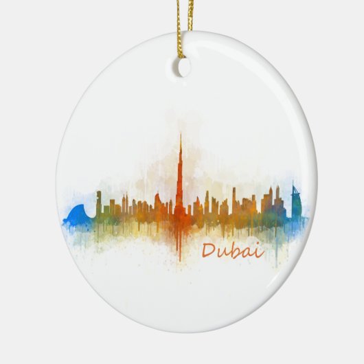 Dubai Skyline Cityscape Emirates v3 Keramisch Ornament (Links)