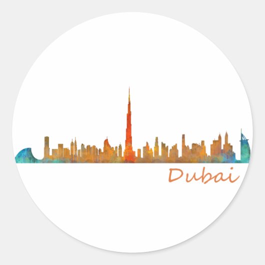 Dubai Skyline Cityscape v1 Ronde Sticker (Voorkant)