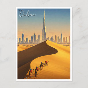 Dubai Skyline Desert Kamelen Reizen Briefkaart