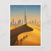 Dubai Skyline Desert Kamelen Reizen Briefkaart (Voorkant)