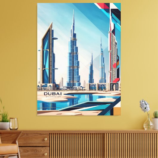 Dubai Skyline Dream Canvas Afdruk (Insitu (Woonkamer))