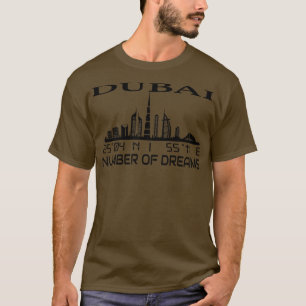 Dubai Skyline GPS coördinaten Hoofdstad UAE 3 T-shirt