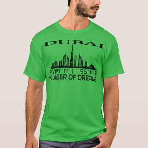 Dubai Skyline GPS coördinaten Hoofdstad UAE 3 T-shirt