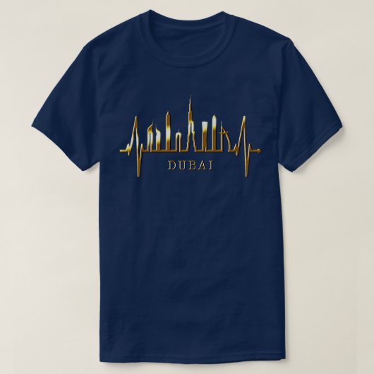 Dubai Skyline hartslag Burj Khalifa UAE Fan I Lov T-shirt (Design voorkant)