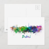 Dubai skyline in waterverf briefkaart (Voorkant / Achterkant)