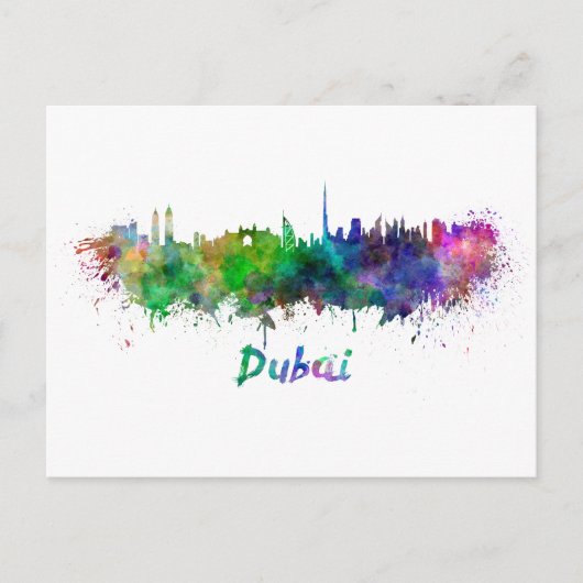 Dubai skyline in waterverf briefkaart (Voorkant)