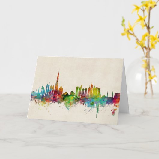 Dubai Skyline Kaart (Gele Bloem)