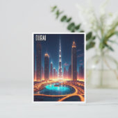 Dubai Skyline Night Travel Briefkaart (Staand voorkant)