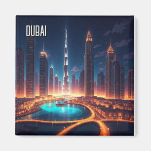 Dubai Skyline Night Travel Magneet