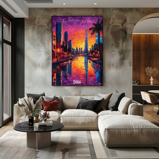 Dubai Skyline Poster – Moderne futuristische muurk