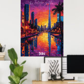 Dubai Skyline Poster – Moderne futuristische muurk (Thuiskantoor)