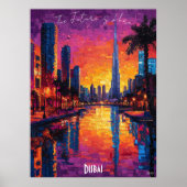 Dubai Skyline Poster – Moderne futuristische muurk (Voorkant)