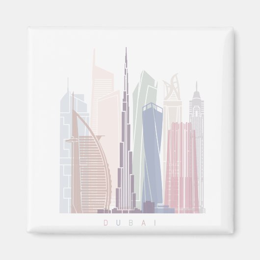 DUBAI SKYLINE POSTER PASTEL MAGNEET (Voorkant)