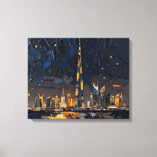 Dubai Skyline Premium Ingewikkeld Canvas | Moderne