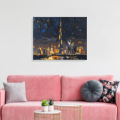 Dubai Skyline Premium Ingewikkeld Canvas | Moderne (Insitu (Woonkamer))