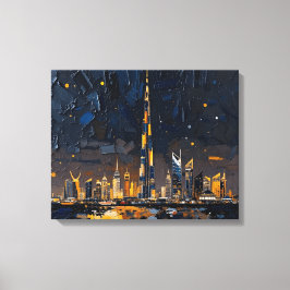 Dubai Skyline Premium Ingewikkeld Canvas | Moderne Afdruk