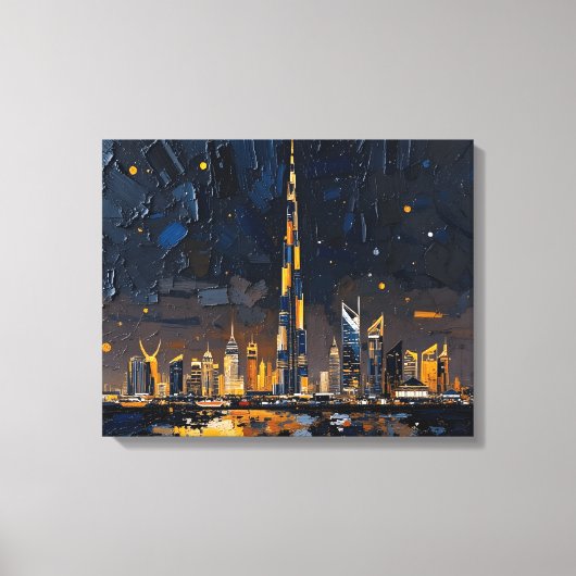Dubai Skyline Premium Ingewikkeld Canvas | Moderne Afdruk (Voorkant)