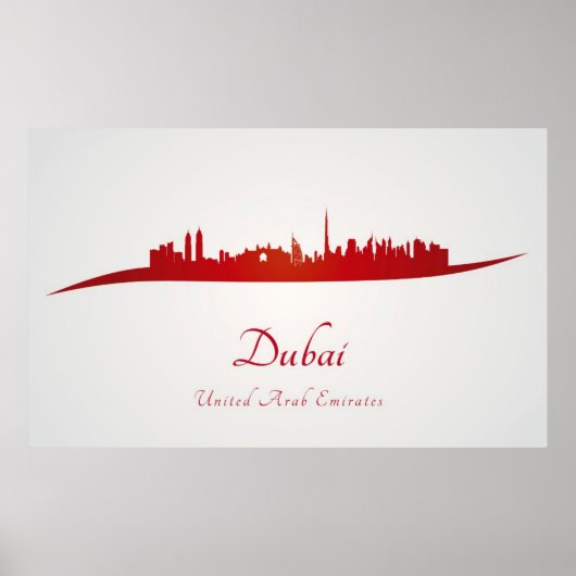 Dubai skyline rood poster (Voorkant)