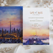 Dubai Skyline Sunset Wedding Sla de datum op Kaart
