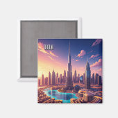 Dubai Skyline Travel Magneet (Voorkant / Achterkant)