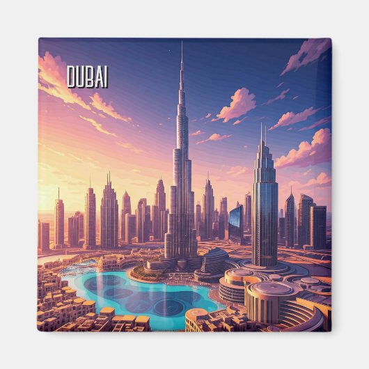 Dubai Skyline Travel Magneet (Voorkant)