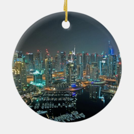 Dubai, skyline van de Verenigde Arabische Emiraten Keramisch Ornament (Achterkant)