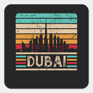 Dubai Skyline  Verenigde Arabische Emiraten Vierkante Sticker