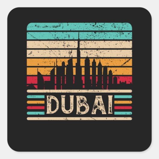 Dubai Skyline  Verenigde Arabische Emiraten Vierkante Sticker (Voorkant)