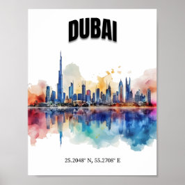 Dubai Skyline Wall Art, moderne kunst aan de muur, Poster