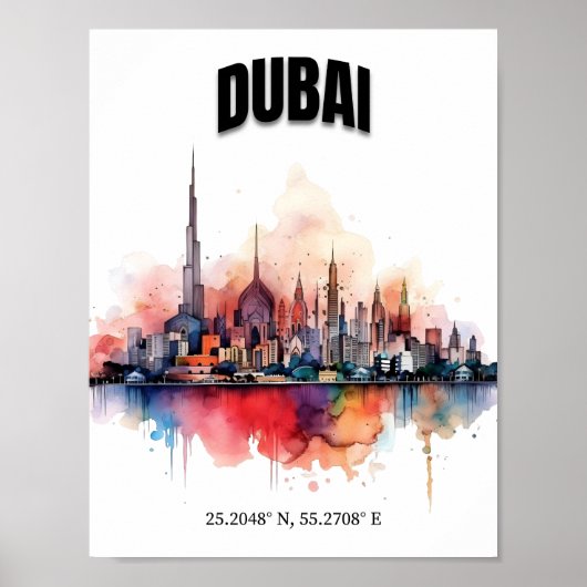 Dubai Skyline Wall Art, moderne kunst aan de muur Poster (Voorkant)