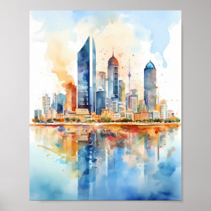 Dubai Skyline Wall Art, moderne kunst aan de muur Poster