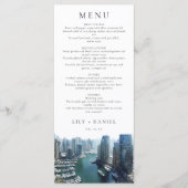 Dubai Skyline Watercolor Elegant Wedding Menu (Voorkant)