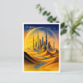 Dubai Skyline Waterverf Briefkaart | souvenir van  (Staand voorkant)