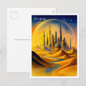 Dubai Skyline Waterverf Briefkaart | souvenir van  (Voorkant / Achterkant)