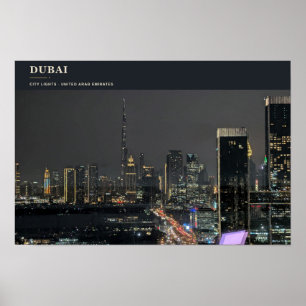 Dubai Stad Lichten Poster