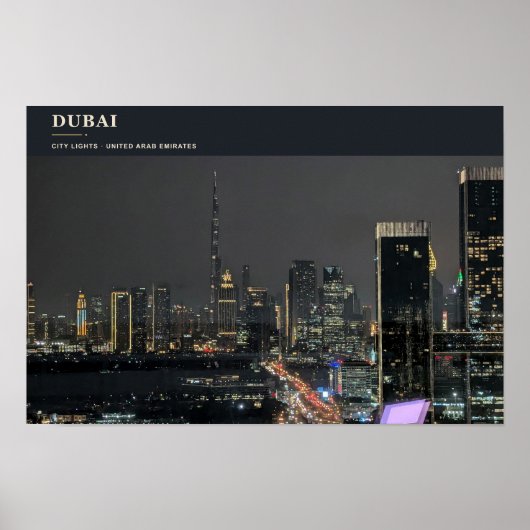 Dubai Stad Lichten Poster (Voorkant)