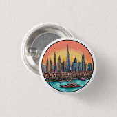 Dubai Stads Silhouet Moderne Reis Vormgeving Ronde Button 3,2 Cm (Voorkant /achterkant)