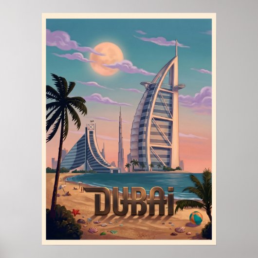 Dubai Strand Skyline Poster (Voorkant)
