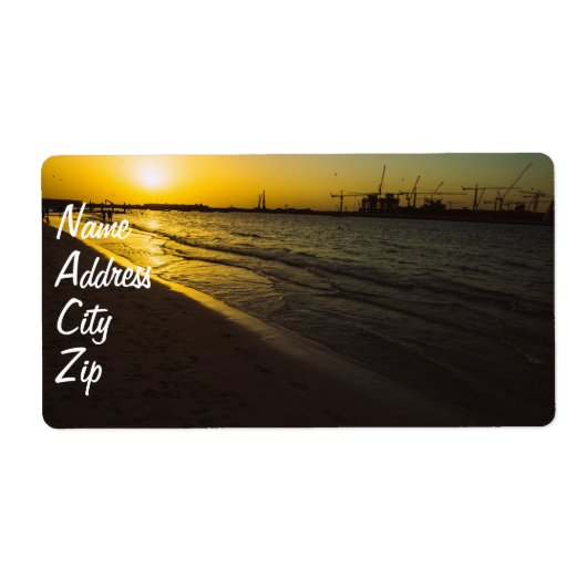 Dubai strand zonsondergang etiket (Voorkant)