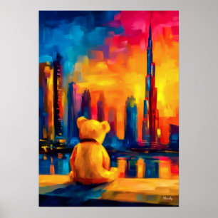 Dubai Teddy Fauvist Zonsondergang Skyline Print