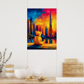 Dubai Teddy Fauvist Zonsondergang Skyline Print (Keuken)