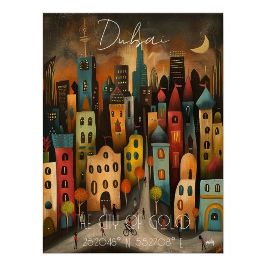 Dubai: The City of Gold - Whimsical Art Perfect Poster (Voorkant)