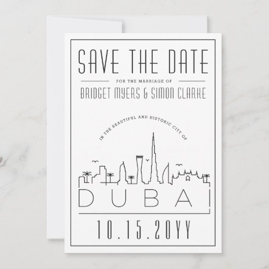 Dubai Trouwdecor Stijl Silhouet Save the Date Kaart (Voorkant)
